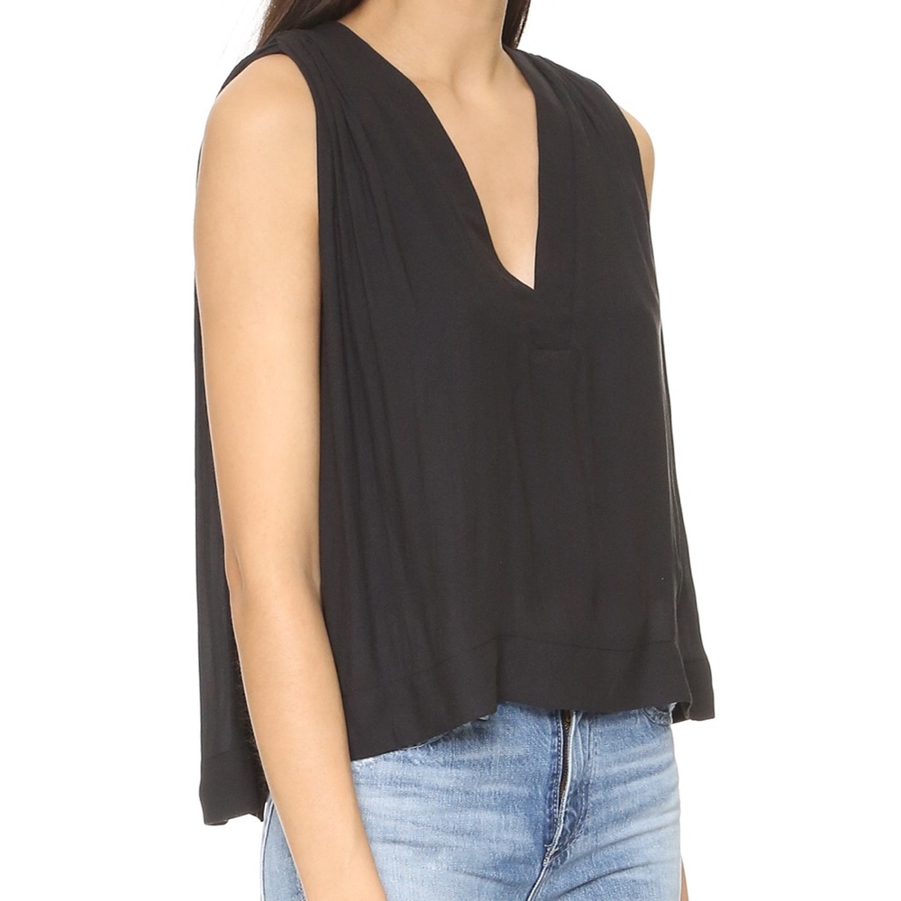 Free People Black Darcy Blouse V Neck Size Medium - Picture 1 of 4